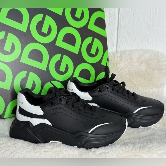 Dolce & Gabbana Shoes - Dolce & Gabbana Black and Cream Sneakers